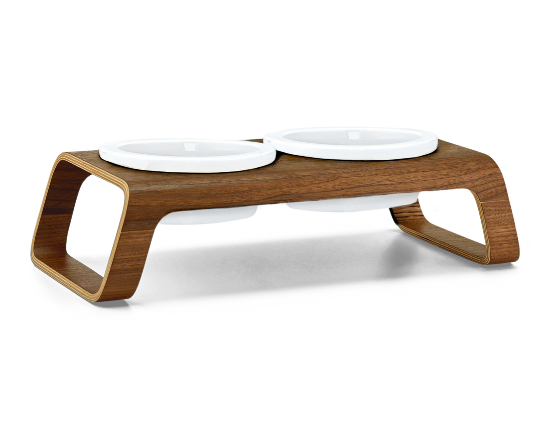Desco - Dog Feeder with Porcelain Bowls